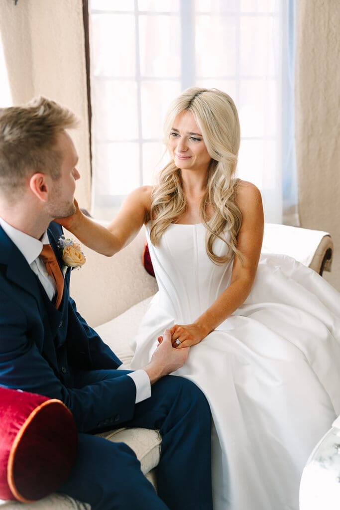 bride and groom intimate indoor portrait at The Howey Mansion captured by Jennifer Holly Photography
