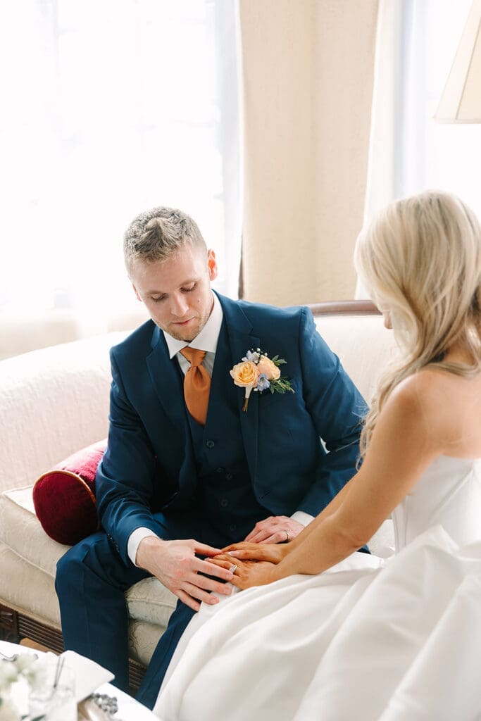 bride and groom intimate indoor portrait at The Howey Mansion captured by Jennifer Holly Photography
