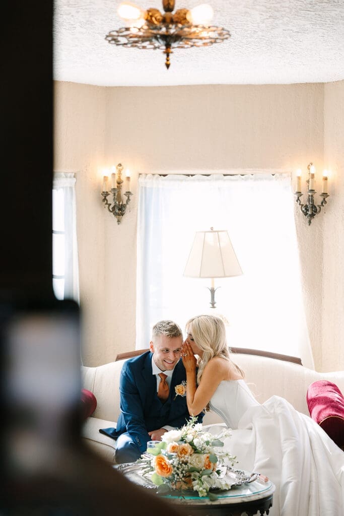 bride and groom intimate indoor portrait at The Howey Mansion captured by Jennifer Holly Photography