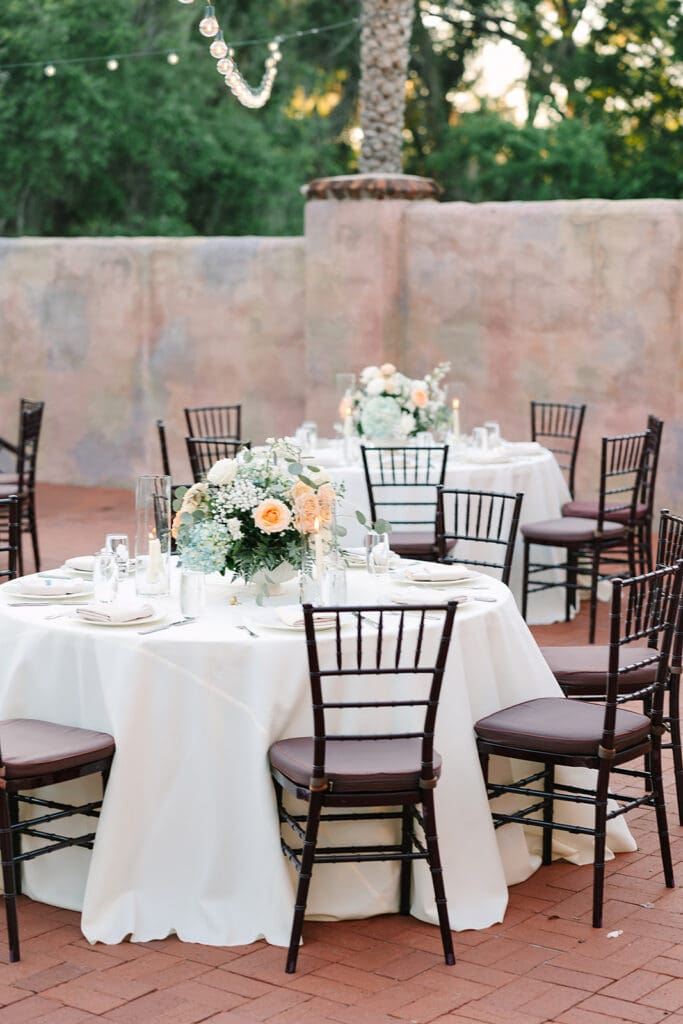 outdoor wedding reception details at The Howey Mansion captured by Jennifer Holly Photography
