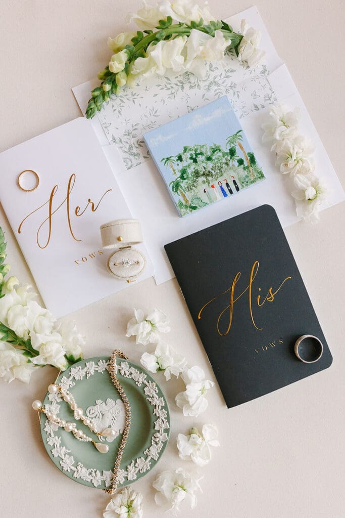 green and white wedding details at Florida mansion wedding venue, Luxmore Grande Estate, captured by Jennifer Holly Photography