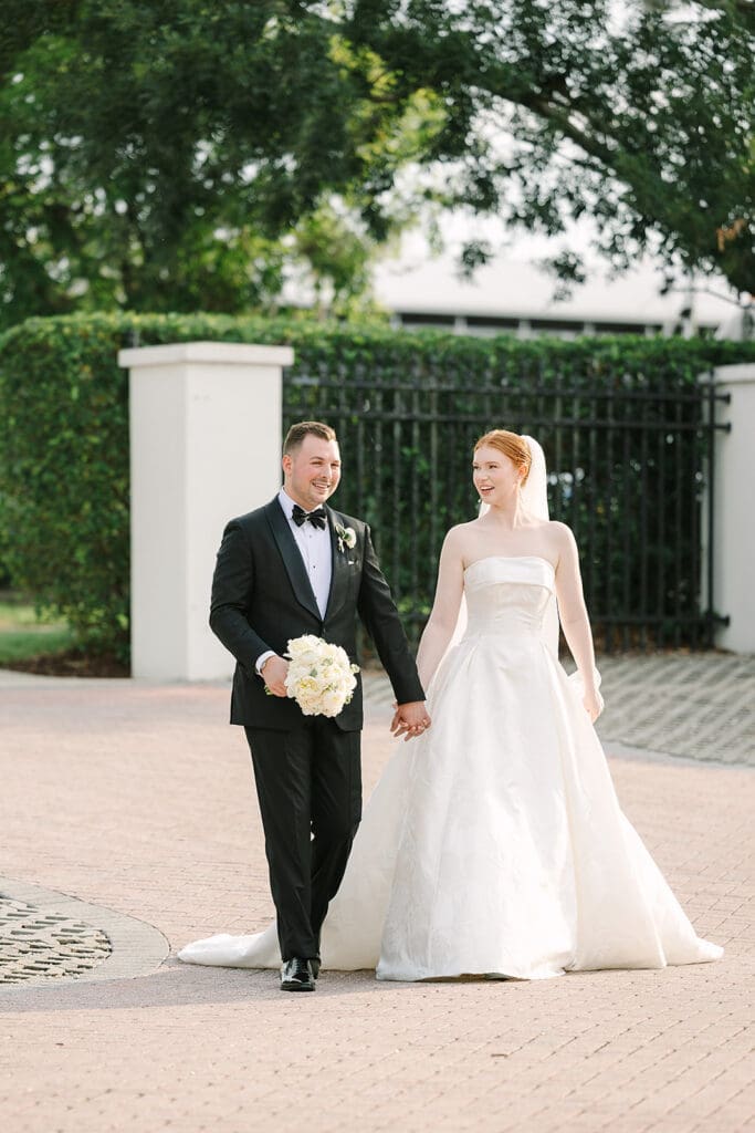 bride and groom portrait in front of their Florida mansion wedding venue, Luxmore Grande Estate, captured by Jennifer Holly Photography