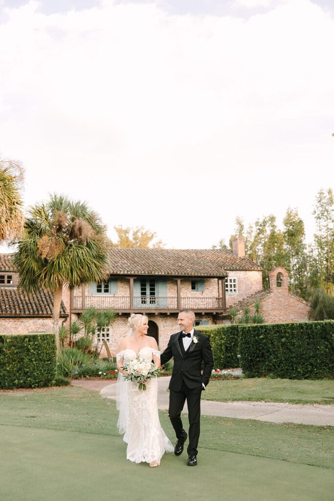 bride and groom at Casa Feliz in an elopement portrait captured by Jennifer Holly Photography, an Orlando elopement and wedding photographer