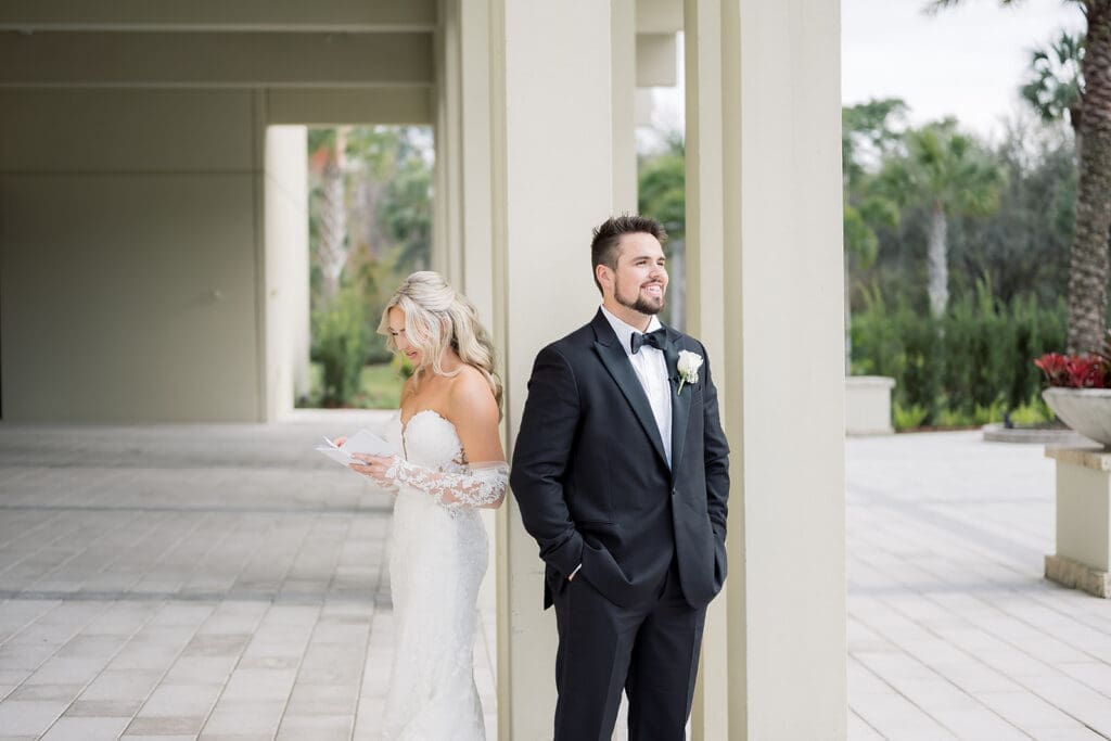 Bride and groom private vows at a wedding at Hyatt Regency Grand Cypress Resort in Orlando, Florida, captured by Jennifer Holly Photography