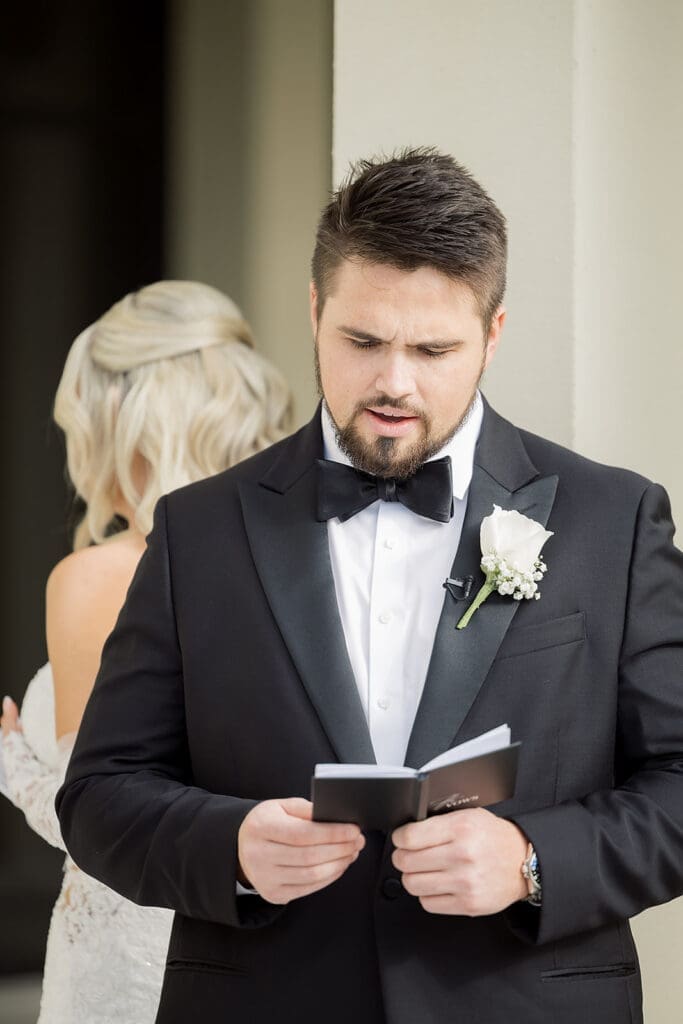 Bride and groom private vows at a wedding at Hyatt Regency Grand Cypress Resort in Orlando, Florida, captured by Jennifer Holly Photography