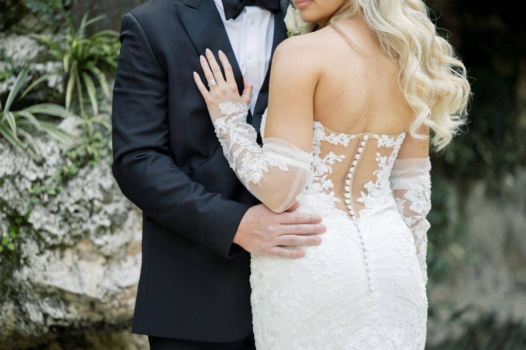 outdoor wedding bride and groom portrait at Hyatt Regency Grand Cypress Resort in Orlando, Florida, captured by Jennifer Holly Photography