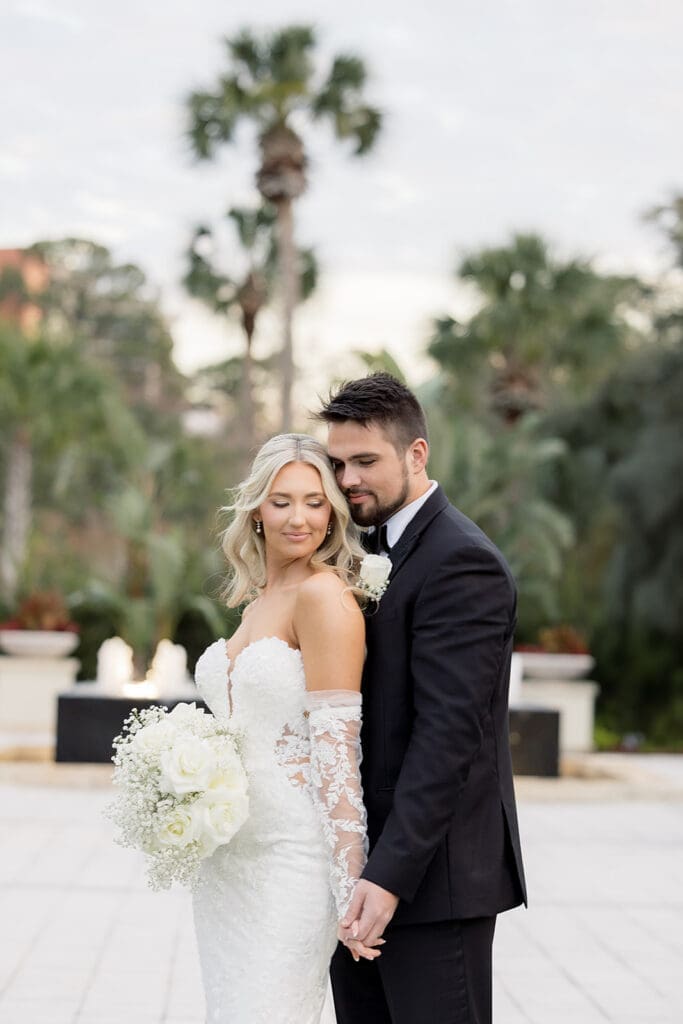 Bride and groom at a wedding at Hyatt Regency Grand Cypress Resort in Orlando, Florida, captured by Jennifer Holly Photography