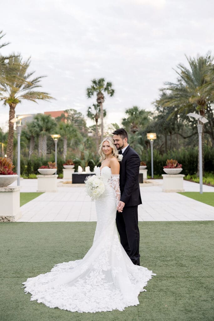 Bride and groom at a wedding at Hyatt Regency Grand Cypress Resort in Orlando, Florida, captured by Jennifer Holly Photography