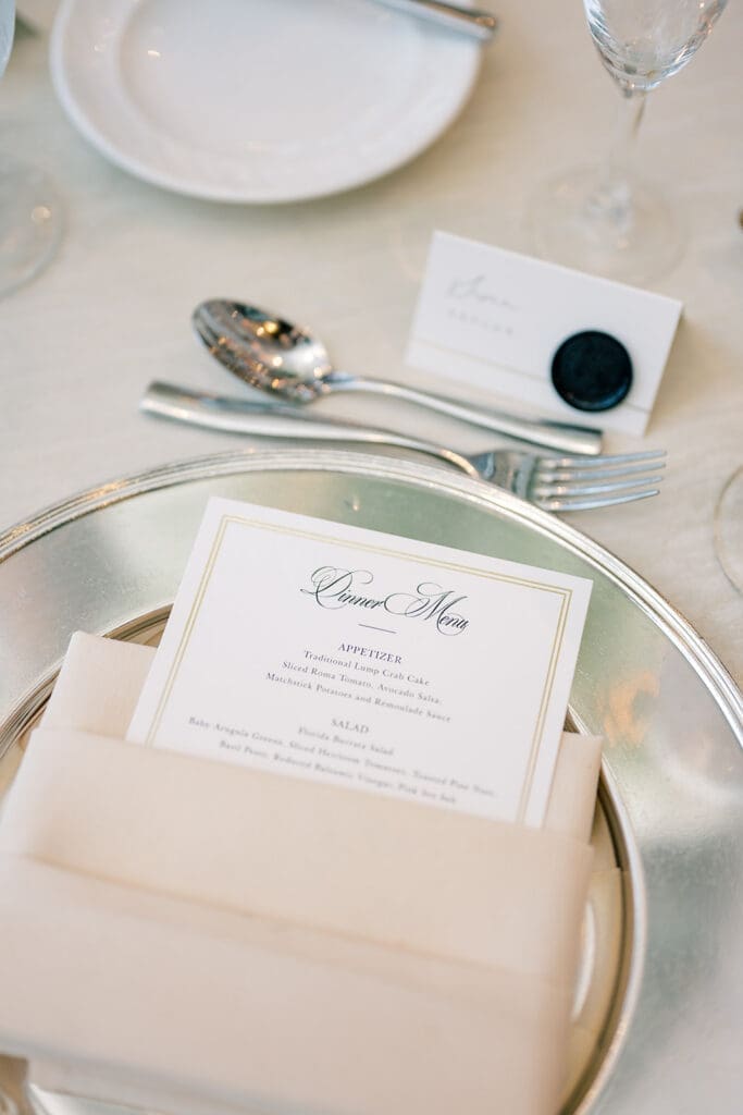 wedding reception details at Hyatt Regency Grand Cypress Resort in Orlando, Florida, captured by Jennifer Holly Photography
