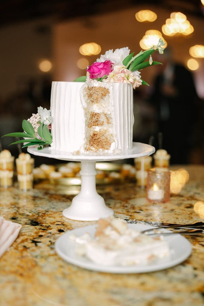 indoor wedding reception dessert bar details at Sterling Event Venue in Minneola FL captured by Jennifer Holly Photography