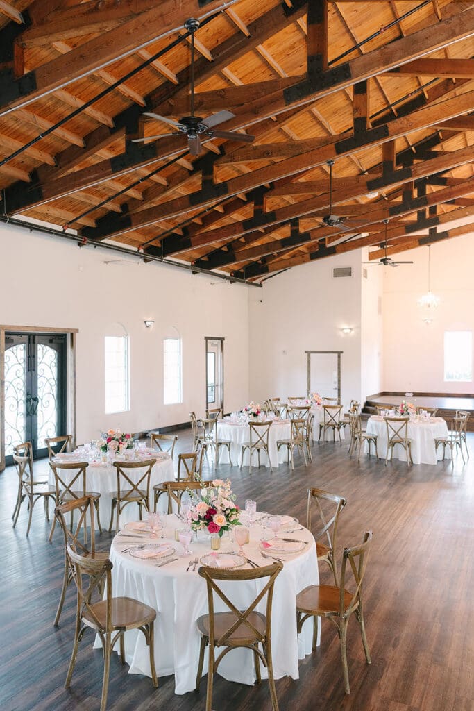indoor reception hall setup at Sterling Event Venue in Minneola FL captured by Jennifer Holly Photography
