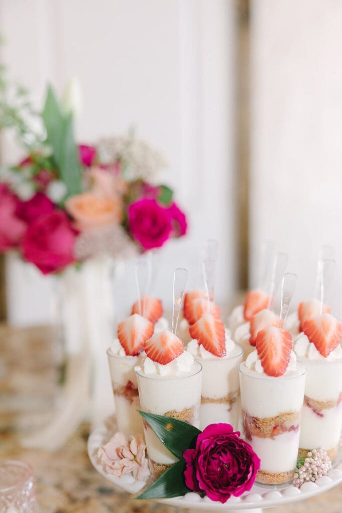 indoor wedding reception dessert bar details at Sterling Event Venue in Minneola FL captured by Jennifer Holly Photography